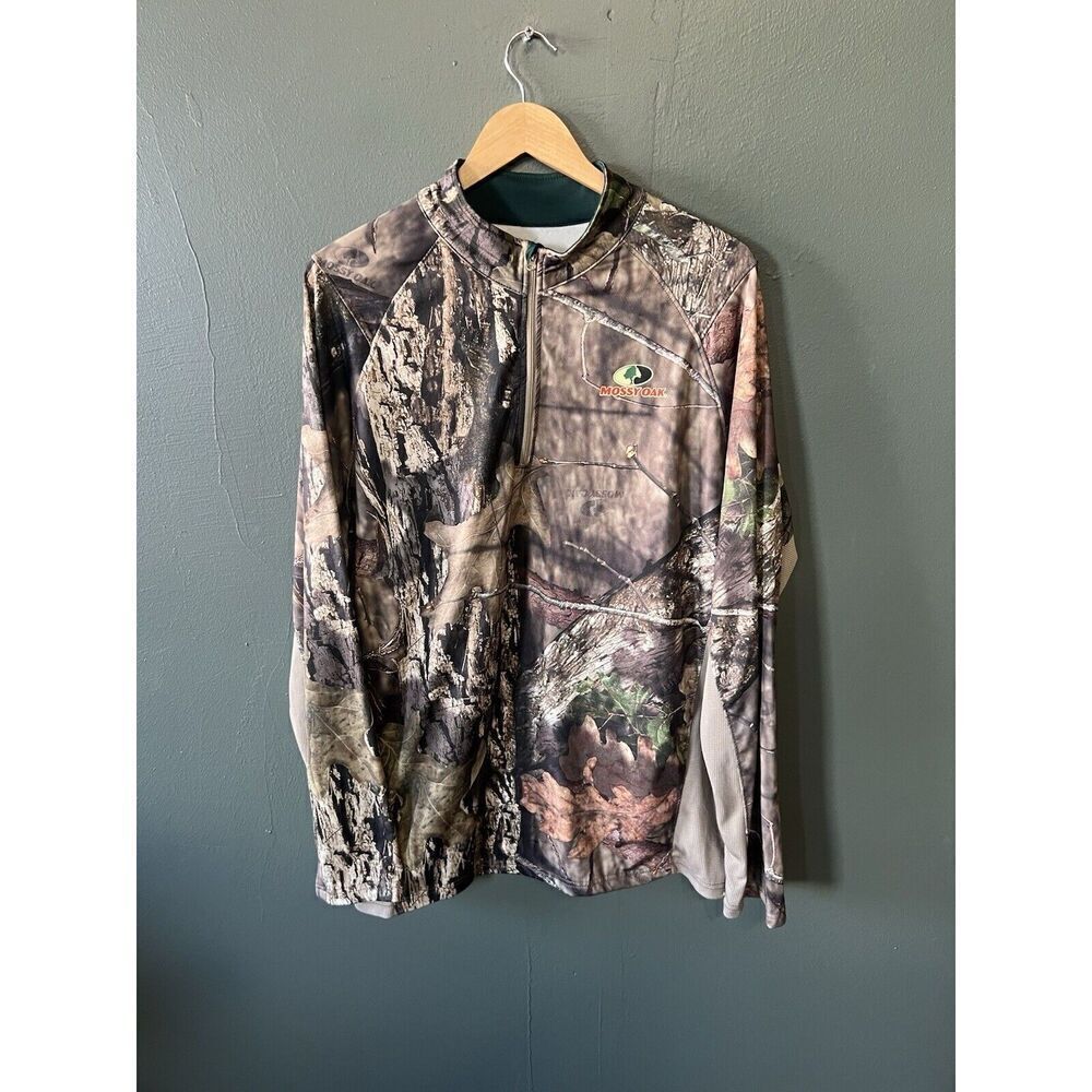 Mossy Oak Mens Brown Camoflauge 1/4 Zip Pullover Sweatshirt Size XL